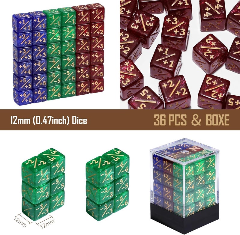 FIGURESLAB Store 36PCS 12mm MTG Life Counters Dice Set with Box, Small MTG Tokens Loyalty 6 Sided Dice for Magic The gatering Accessories, Compatible with TCG CCG Magic Card Gaming Accessories - Image 3